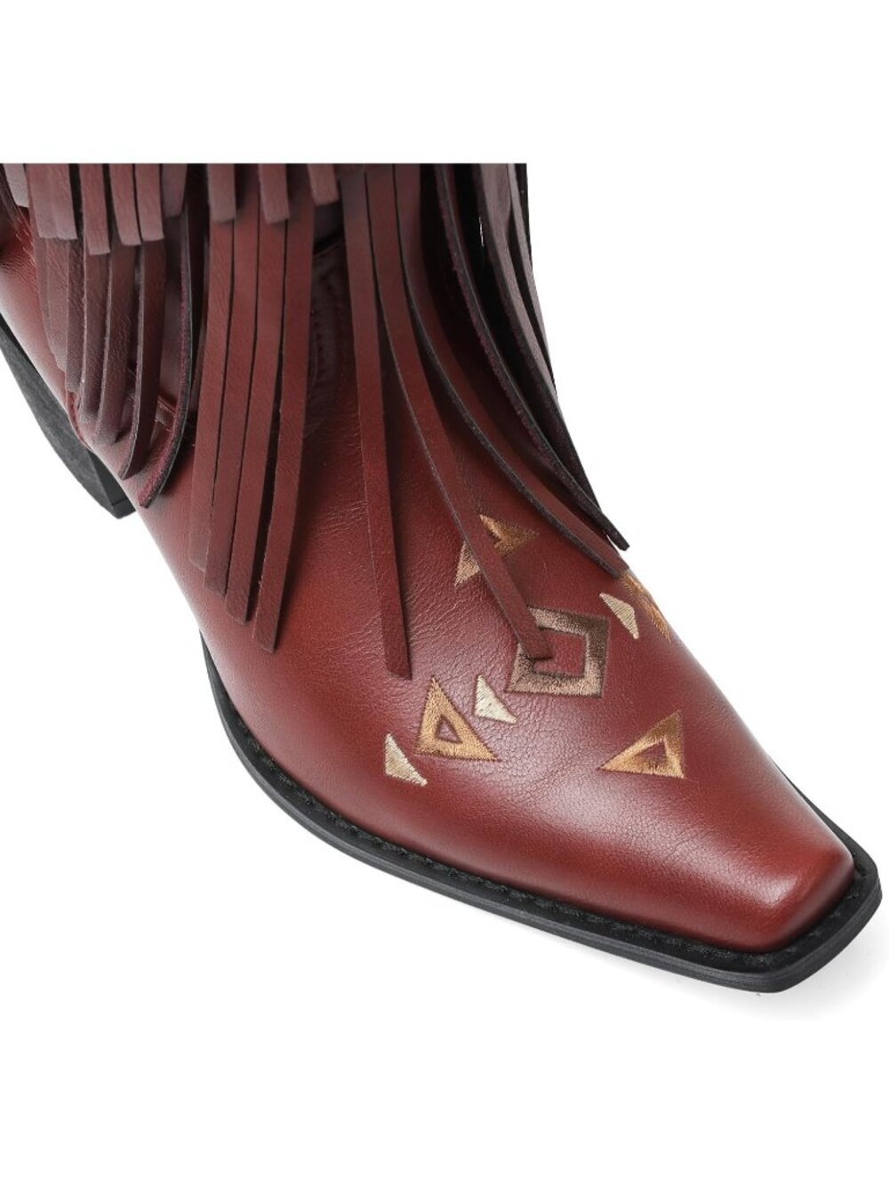 Women's Wine Red Cowgirl Knee High Fringe Boots Rubber Fleece Microfiber - Picture 5 of 5